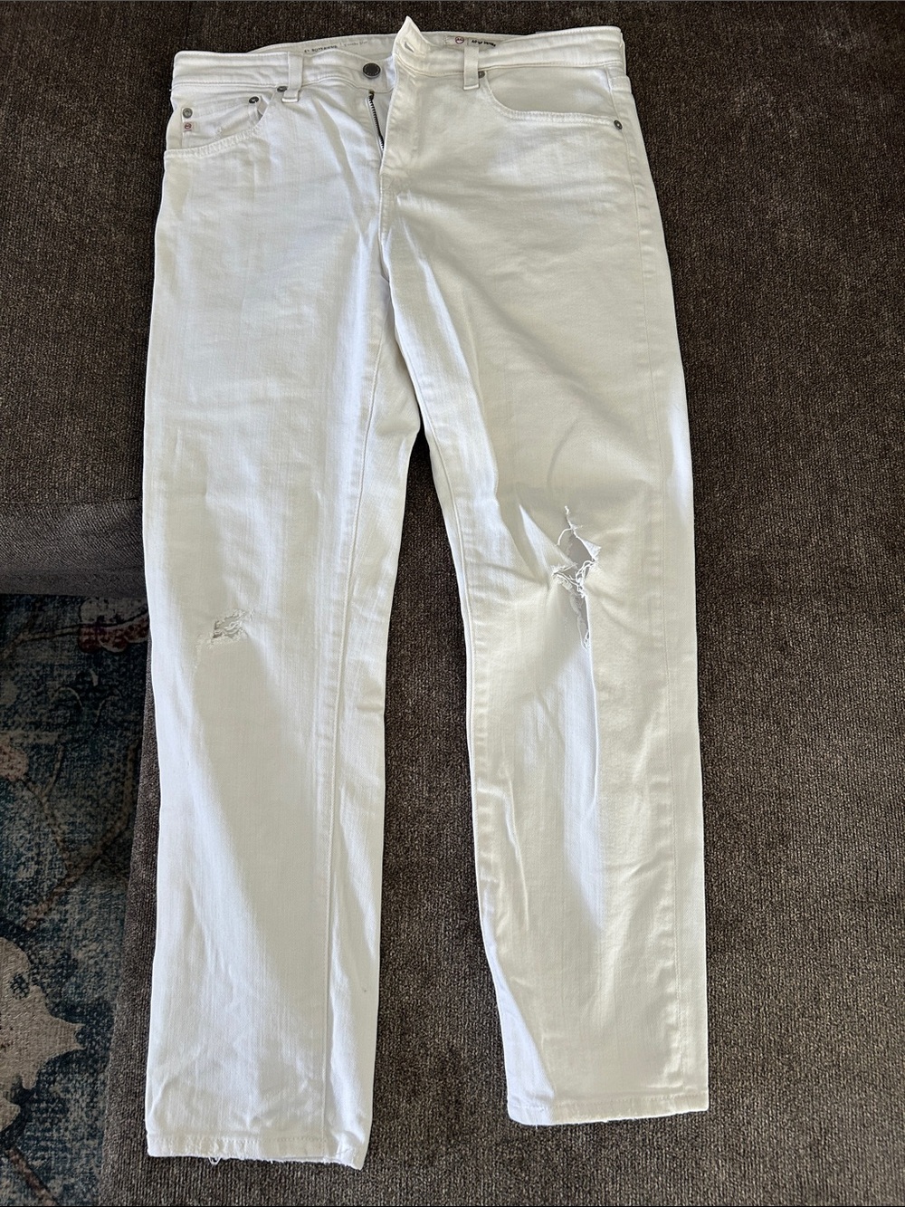 Ag Adriano Goldschmied White Denim Boyfriend Jeans